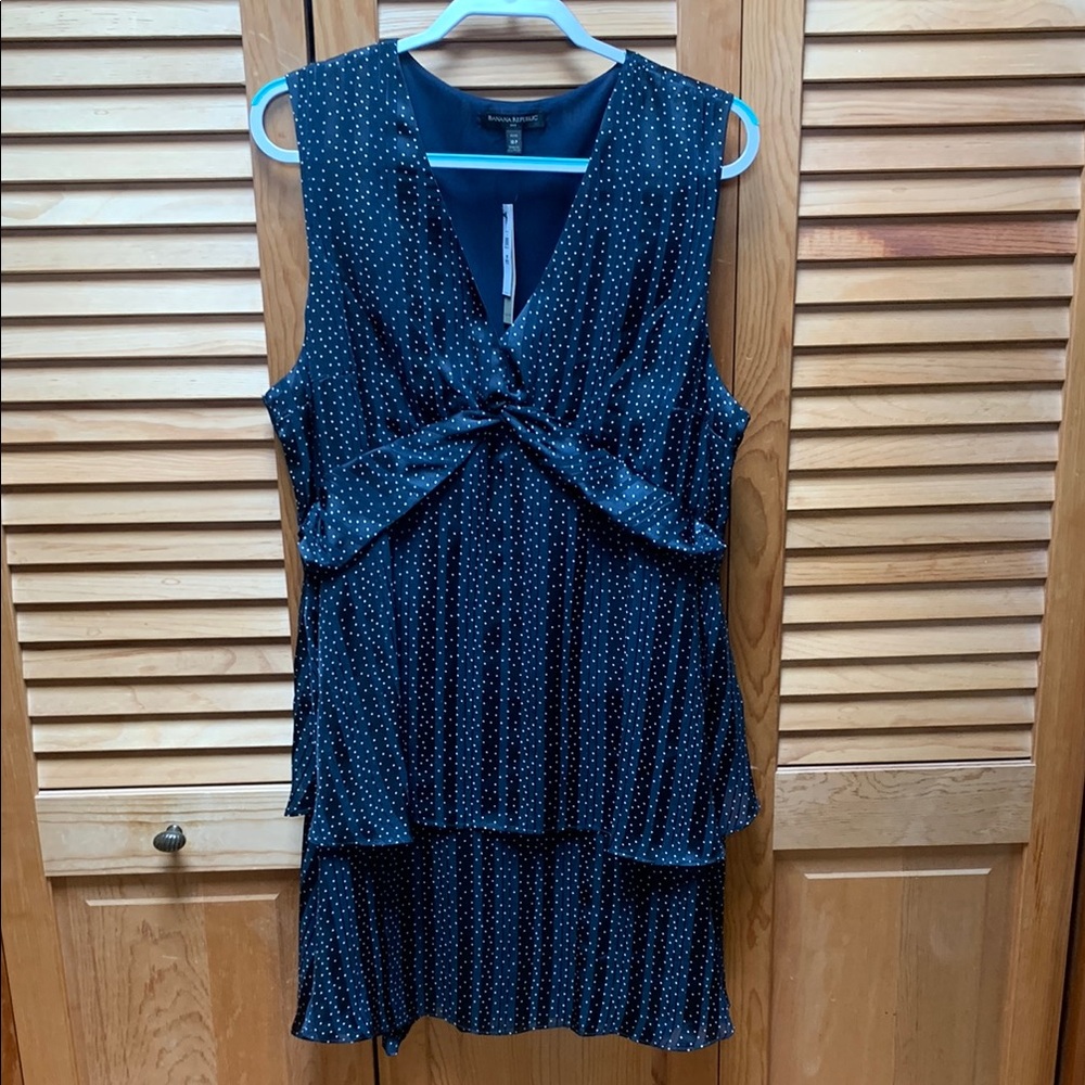 Banana Republic Women’s Navy Tiered Polka Dot Dress, size 18 Petite